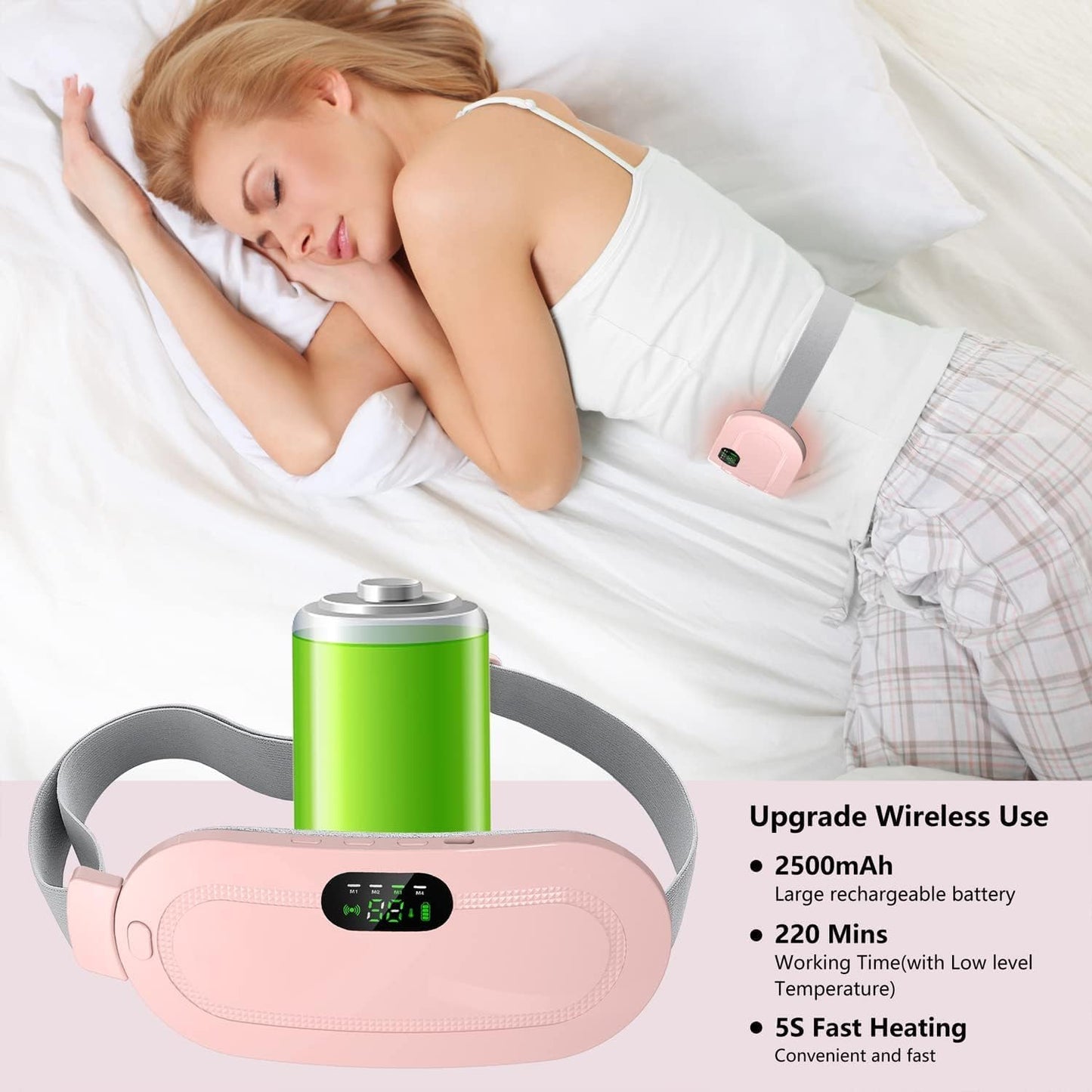 Period Cramp Relief Massager & Heating Pad – Portable, Cordless, and Comfortable